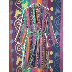 Colorful vintage Italia Milano terrycloth robe, free size up to women's XL